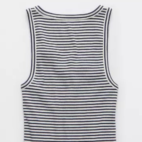 LIKE NEW Aerie Tuck-It-In Henley Tank Top navy striped summer 2024 - Picture 2 of 3